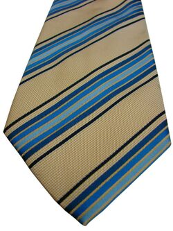 CHARLES TYRWHITT Mens Tie Cream - Orange Mini Squares & Blue Stripes