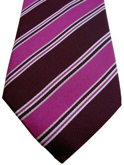 HAINES & BONNER Mens Tie Purple Burgundy & White Stripes SKINNY