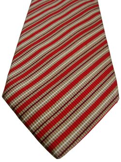 PROFUOMO Mens Tie Gold - Red Burgundy & White Stripes