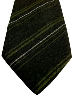 PAL ZILERI Mens Tie Dark Brown - Green & White Stripes