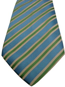 PAUL SMITH Mens Tie Blue - Green & Cream Stripes