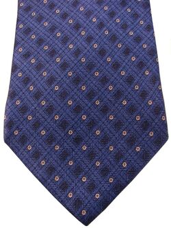 DUNHILL Mens Tie Blue Check - White Flowers