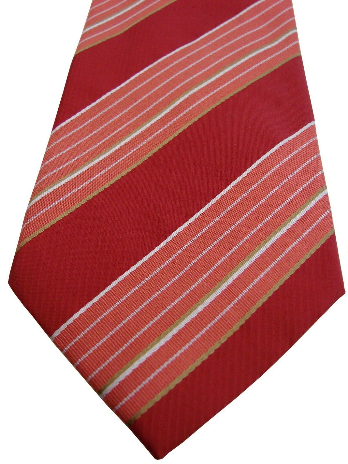 HUGO BOSS Mens Tie Burgundy Stripes Brandinity
