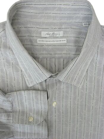 Mens grey striped dress shirt top