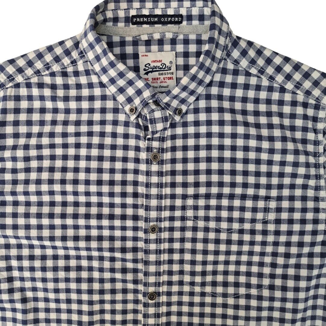 SUPERDRY VINTAGE Shirt Mens 15.5 S Blue 