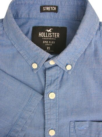 HOLLISTER STRETCH Shirt Mens 15 S Blue SHORT SLEEVE - Brandinity