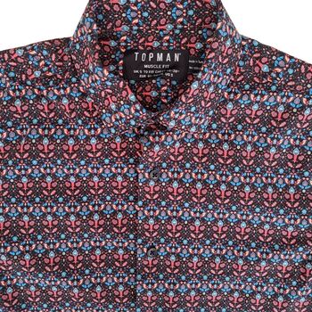 TOPMAN Shirt Mens S Multicoloured Design MUSCLE FIT SHORT