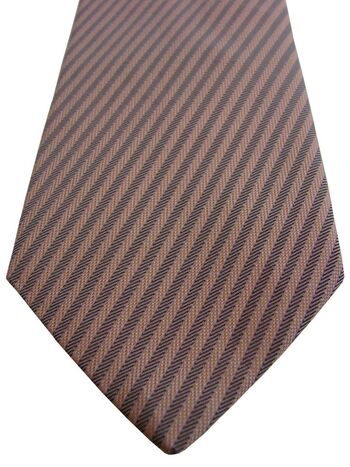 HUGO BOSS Mens Tie Light Tan - Stripes SKINNY