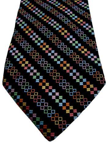 CARNAVAL DE VENISE Mens Tie Black – Multi-Coloured Squares