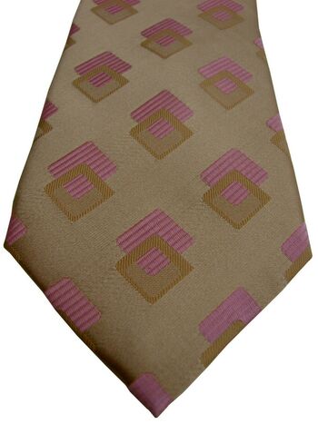 TED BAKER KNOTTED Mens Tie Pink & Gold Squares