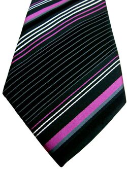 MARKS & SPENCER M&S AUTOGRAPH Tie Black - White & Pink Stripes
