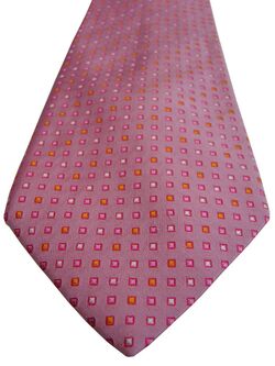 VALENTINO Mens Tie Pink – White Pink & Orange Squares - SHIMMERY