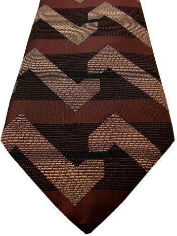 TM LEWIN Mens Tie Brown Zig Zags