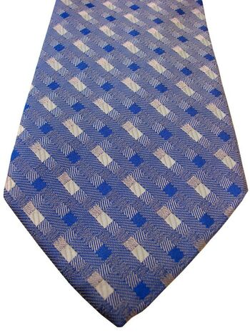 TM LEWIN Mens Tie Blue Grey & White Squares