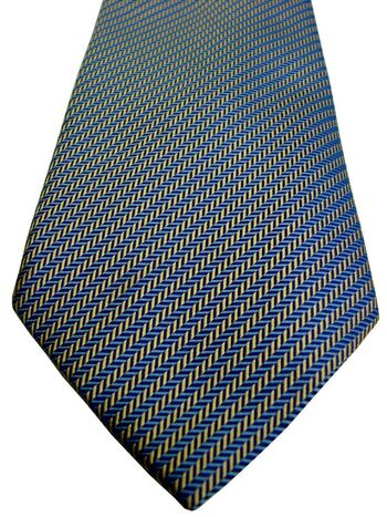 CHARLES TYRWHITT Mens Tie Blue & Yellow HERRINGBONE Stripes