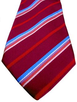 CHARLES TYRWHITT Mens Tie Burgundy – Multi-Coloured Stripes NEW