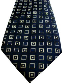 HAWES & CURTIS Mens Tie Dark Blue – Gold Squares - SHIMMERY