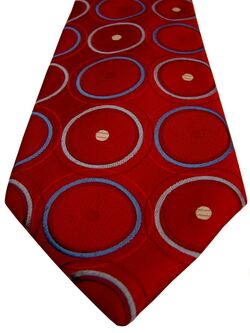 TM LEWIN Mens Tie Red – Concentric Multi-Coloured Polka Dots