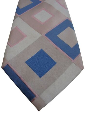 JOHN FRANCOMB TM LEWIN Mens Tie Blue & Pink Diamonds