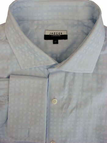 JAEGER Shirt Mens 17 L Blue – Squares – SHIMMERY