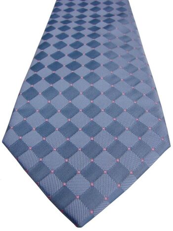 TM LEWIN Mens Tie Blue Squares – Tiny Yellow Squares NEW