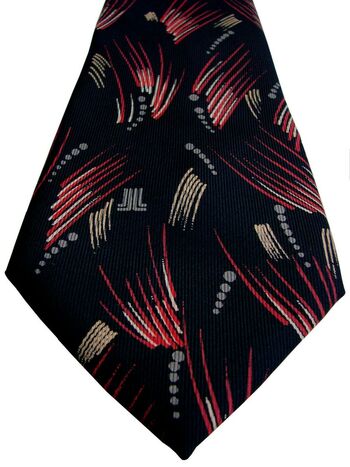 LANVIN PARIS Mens Tie Blue – Red & White Lines WIDE