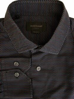 DUCHAMP LONDON Shirt Mens 15 S Black – Multi-Coloured Polka Dots TAILORED FIT