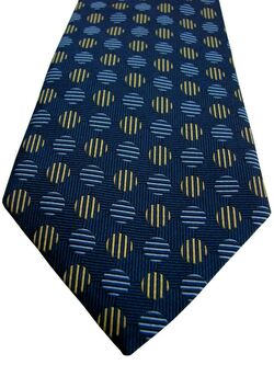 THOMAS PINK Mens Tie Dark Blue – Blue & Gold Polka Dots