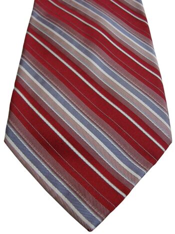 CALVIN KLEIN Mens Tie Burgundy – Multi-Coloured TEXTURED HERRINGBONE Stripes