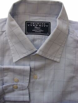 CHARLES TYRWHITT CASUAL Shirt Mens 17 L Light Blue - Check