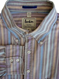 BODEN Shirt Mens 17 L Multi-Coloured Stripes