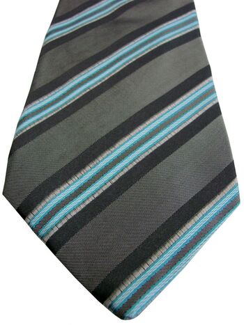 KENZO HOMME Mens Tie Grey & Blue Stripes - TEXTURED