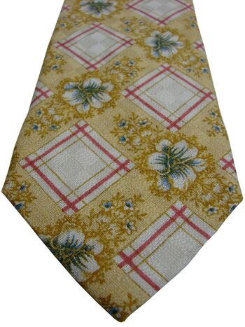 GUY LAROCHE Mens Tie Yellow – Flowers & Squares