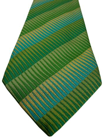 TM LEWIN Mens Tie Green – Interlocking Green Yellow & Blue Triangles