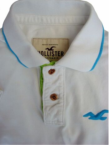 HOLLISTER Polo T-Shirt Mens S White SHORT SLEEVE