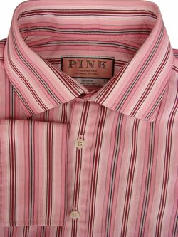 THOMAS PINK Shirt Mens 15 S Pink – Stripes