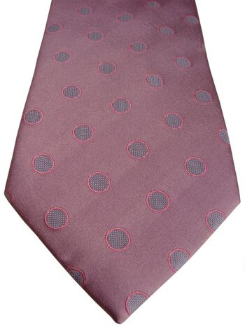 TM LEWIN Mens Tie Lilac – Blue & Pink Polka Dots NEW