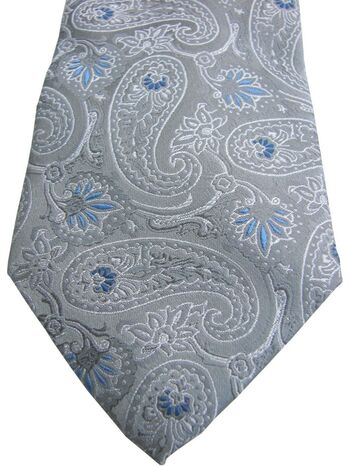 BAUMLER Mens Tie Grey - Paisley SKINNY