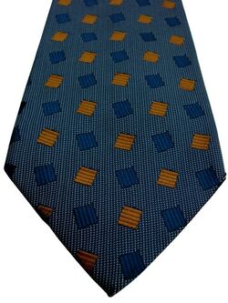 VERDI LAURA LUCCHINI Mens Tie Dark Blue & Gold Squares