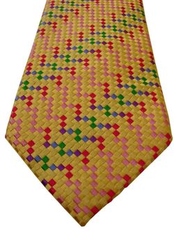 TM LEWIN Mens Tie Yellow Multicoloured Squares