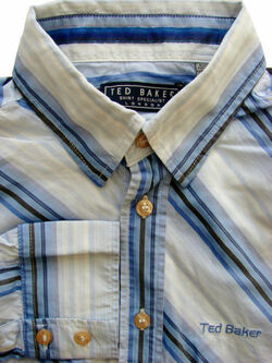 TED BAKER Shirt Mens 14 S Blue Stripes