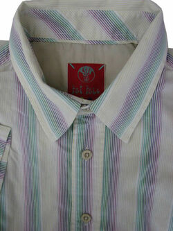 FAT FACE Shirt Mens 17 M White - Multi-Coloured Stripes SHORT SLEEVE