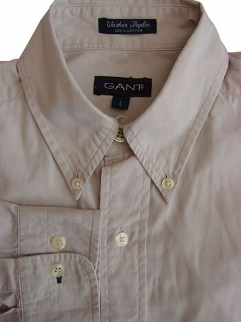 GANT Shirt Mens 14.5 S Light Grey WASHER POPLIN