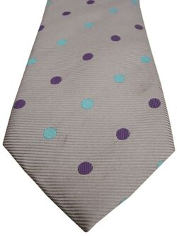TM LEWIN Mens Tie Grey – Blue & Purple Polka Dots