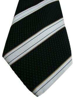 MARKS & SPENCER M&S ITALIAN Mens Tie Black - White Stripes TEXTURED