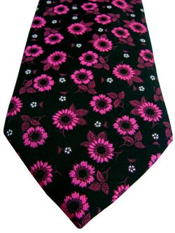 MARKS & SPENCER M&S AUTOGRAPH Mens Tie Black - Fuchsia Flowers