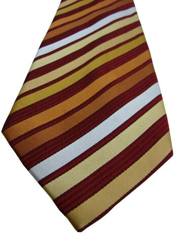 TED BAKER KNOTTED Mens Tie Burgundy & Multi-Coloured Stripes