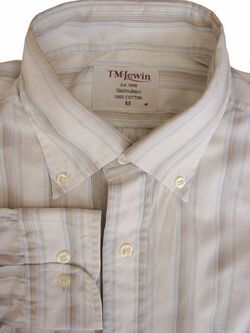 TM LEWIN Shirt Mens 15.5 M White – Multi-Coloured Stripes