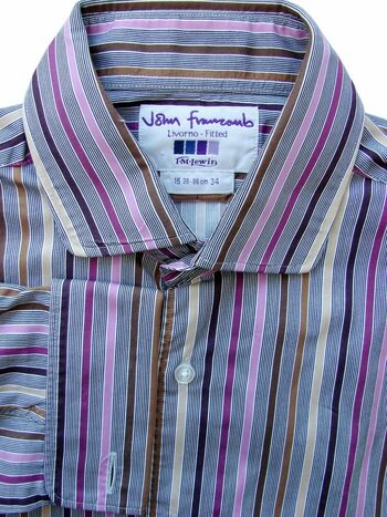 JOHN FRANCOMB TM LEWIN Shirt Mens 15 S Multicolored Stripes LIVORNO FITTED