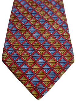 TM LEWIN Mens Tie Blue & Yellow Squares – Red Check